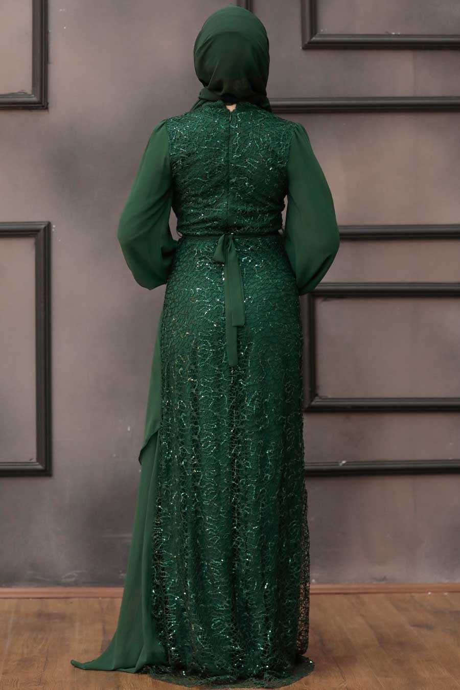 Green Hijab Evening Dress 5516Y - Neva-style.com