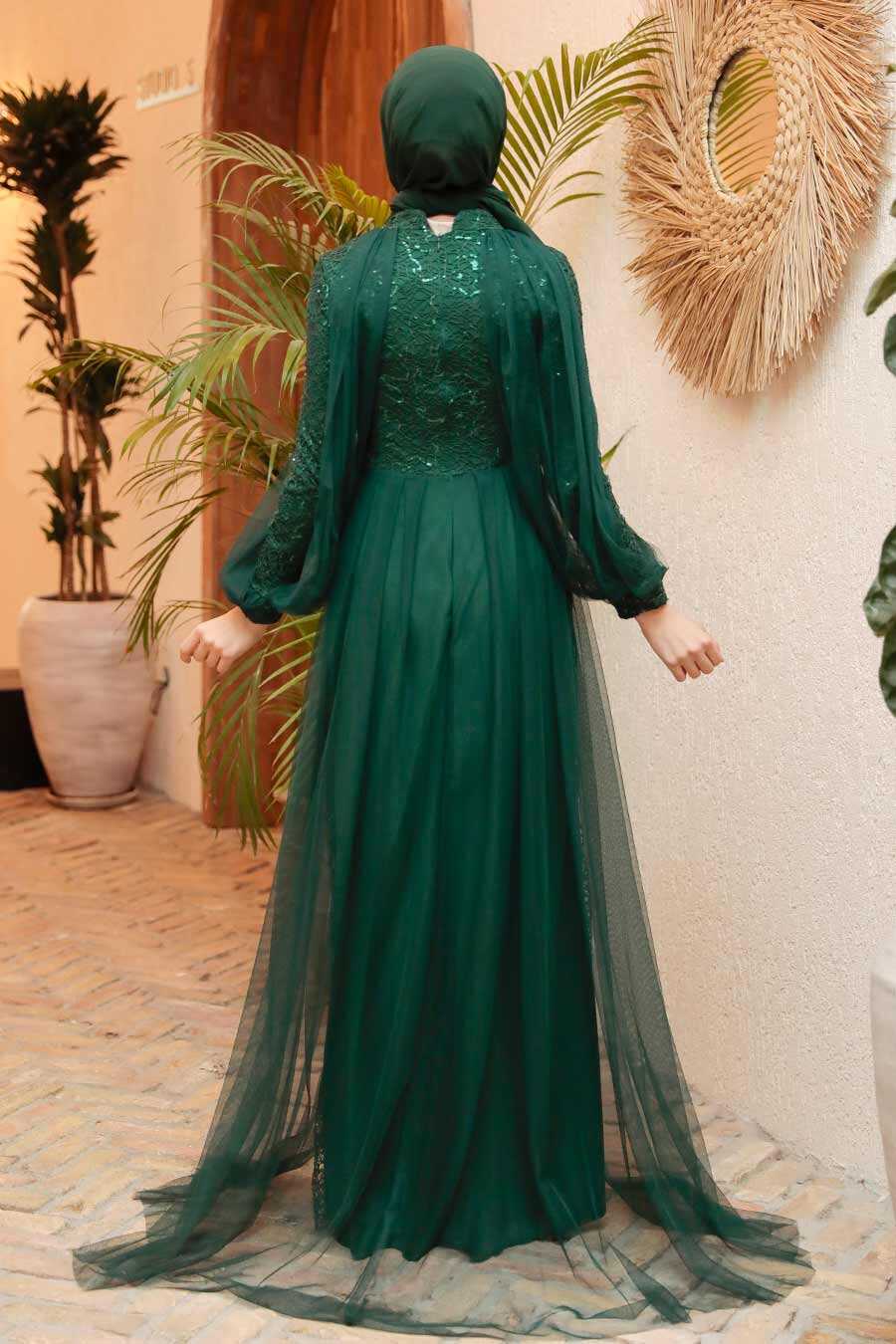Green Hijab Evening Dress 55190Y