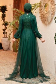 Green Hijab Evening Dress 55190Y - Thumbnail