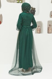 Green Hijab Evening Dress 56291Y - Thumbnail