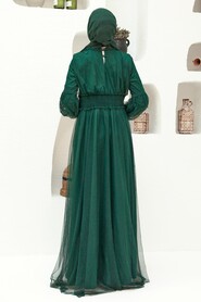 Green Hijab Evening Dress 56520Y - Thumbnail