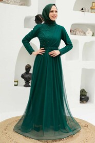 Green Hijab Evening Dress 56641Y - Thumbnail