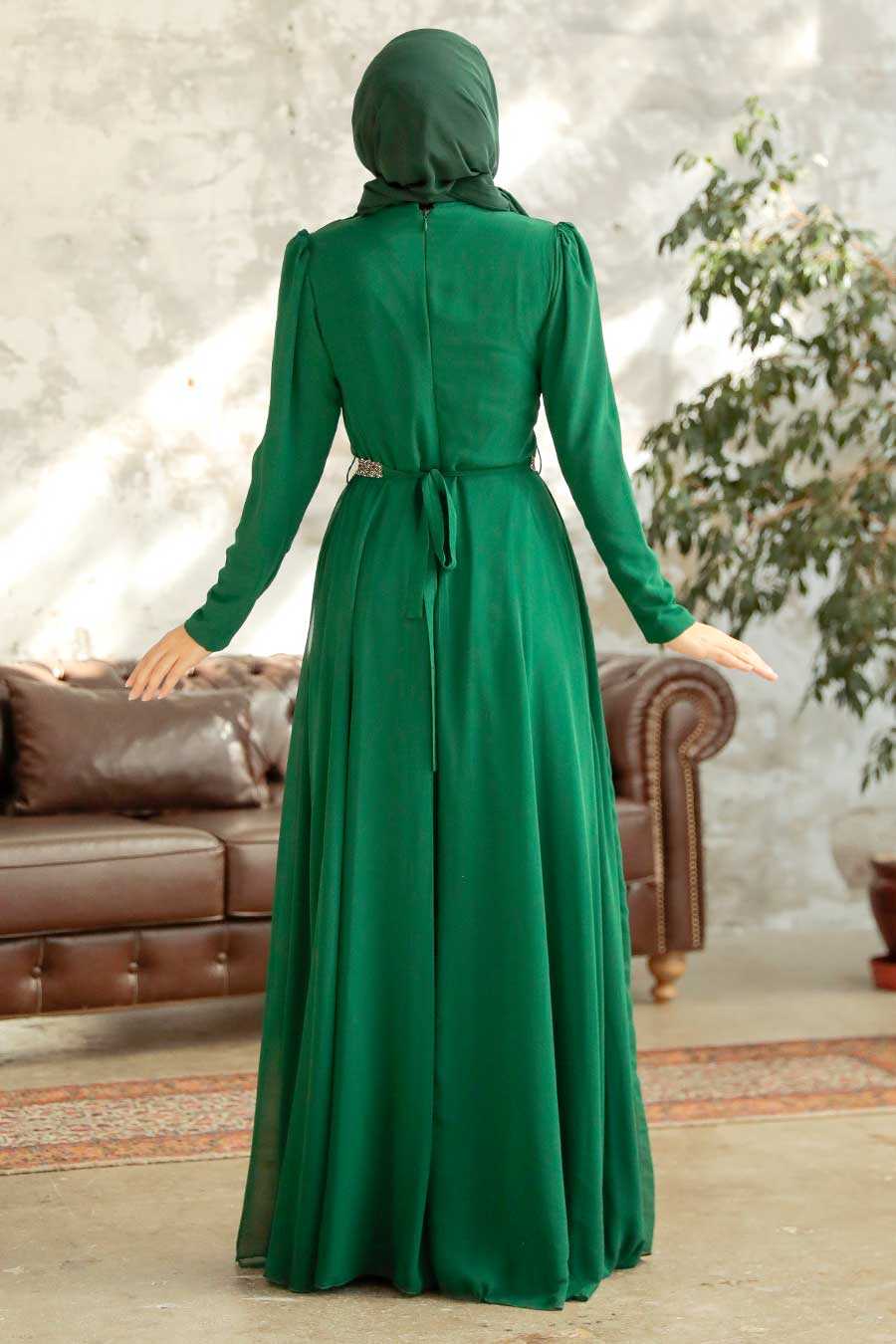 Green Hijab Evening Dress 5737Y