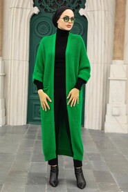 Green Hijab Knitwear Cardigan 4182Y - Thumbnail