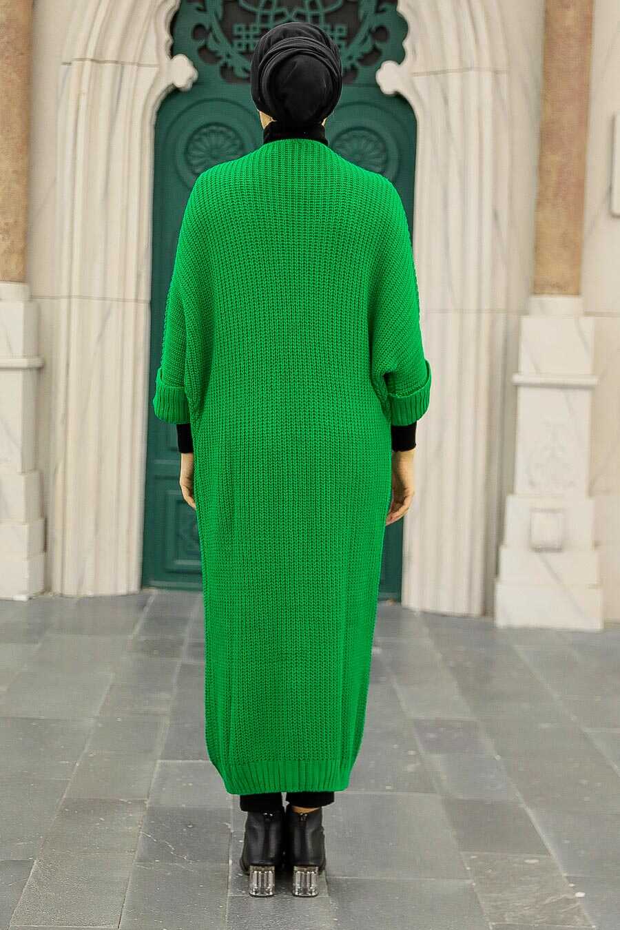 Green Hijab Knitwear Cardigan 4182Y