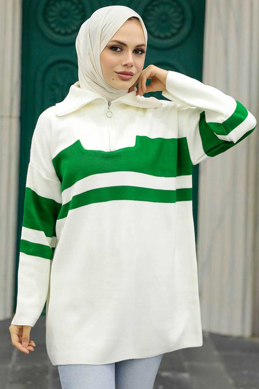 Green Hijab Knitwear Tunic 26961Y