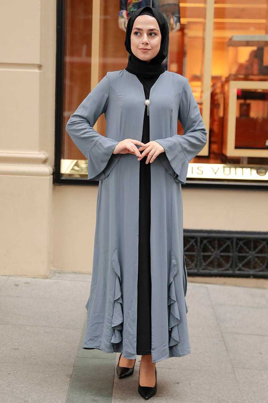 Grey Hijab Abaya 1535GR