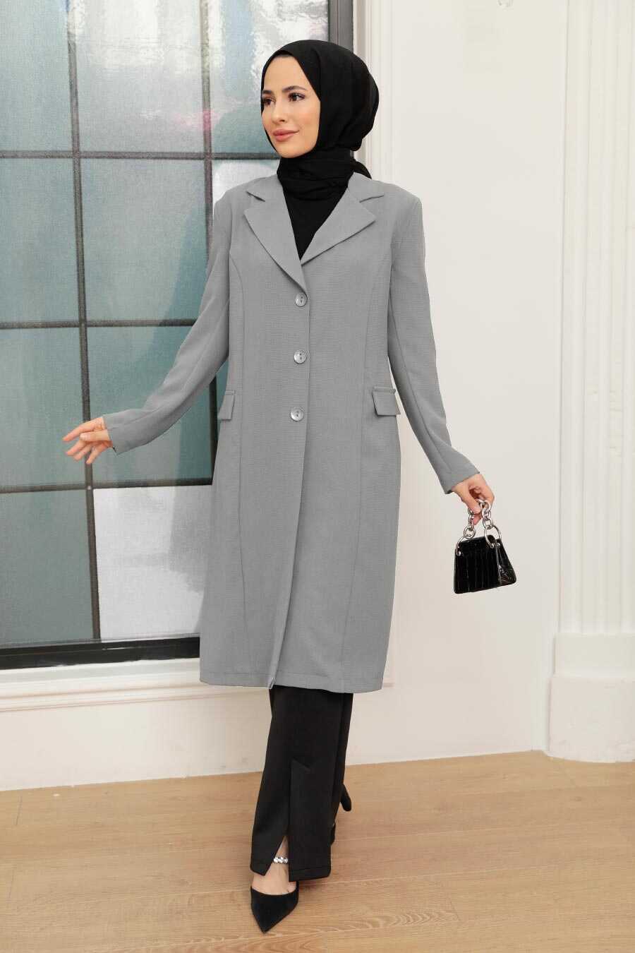 Grey Hijab Blazer Jacket 56950GR