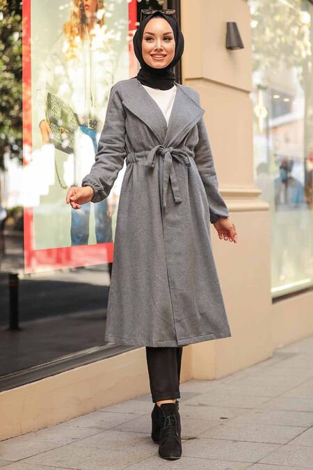 Grey Hijab Coat 5168GR - Neva-style.com