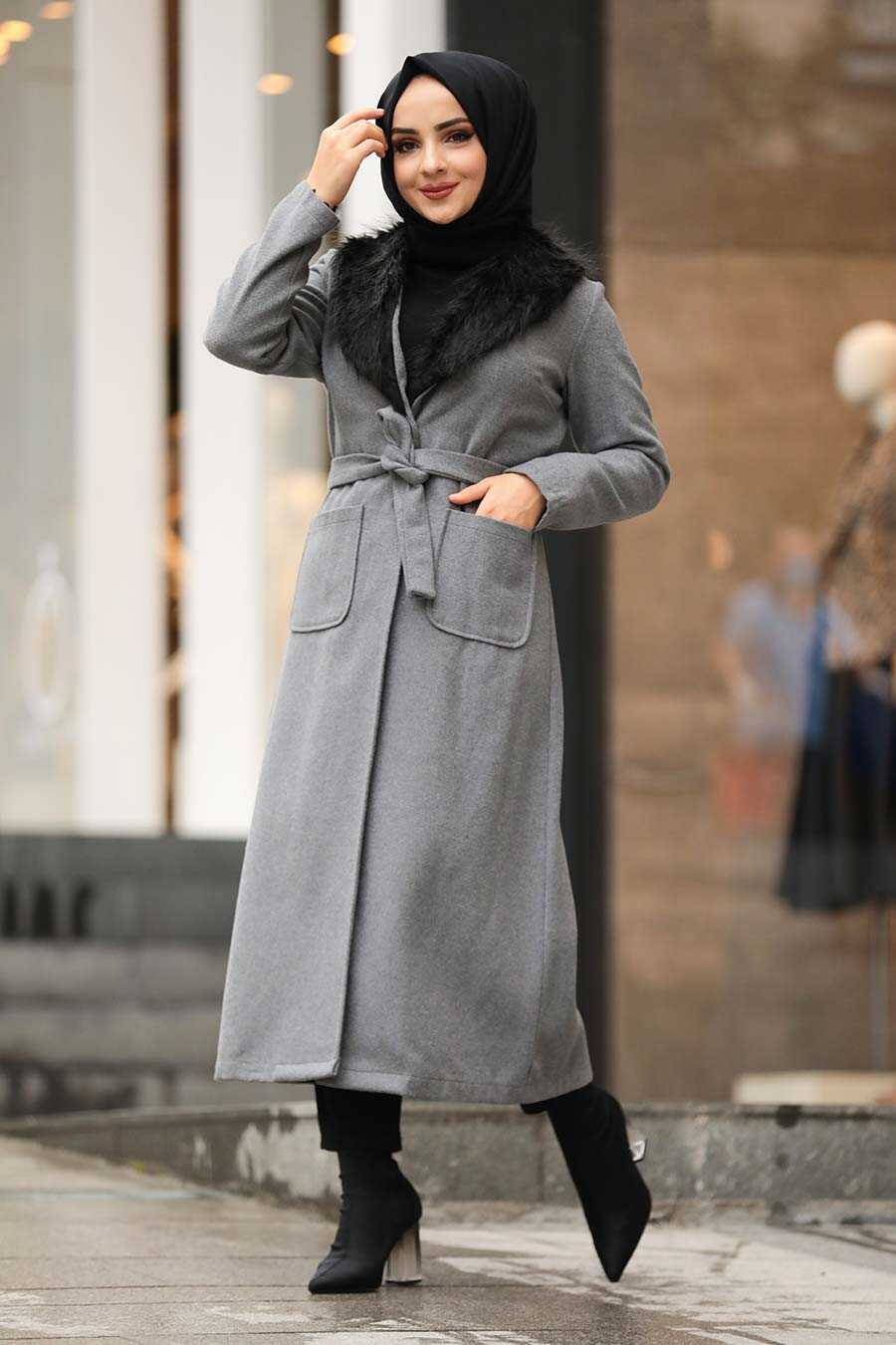 Grey Hijab Coat 5590GR