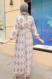 Grey Hijab Dress 11801GR - Thumbnail