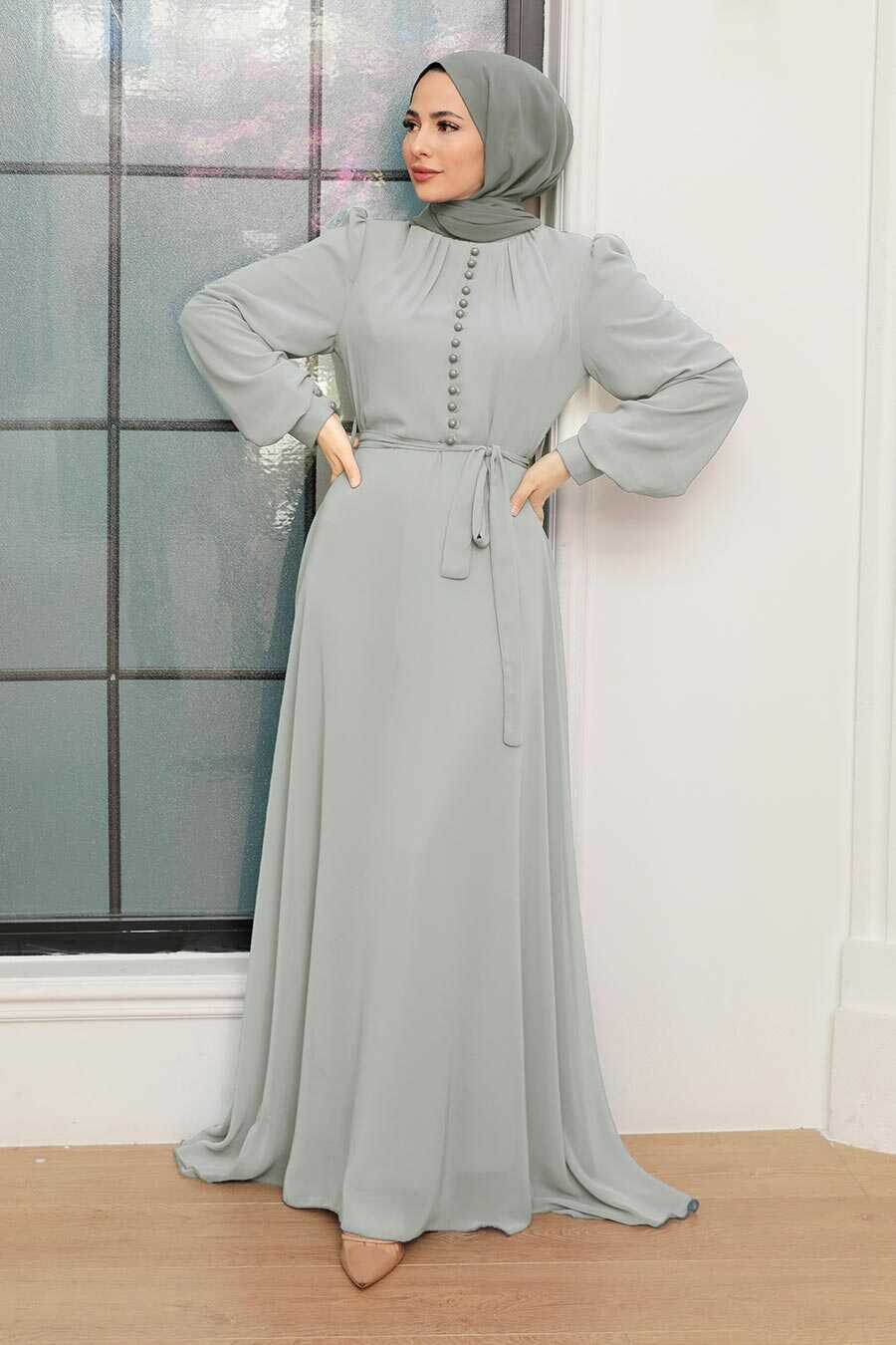 Grey Hijab Dress 2703GR