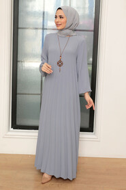 Grey Hijab Dress 30280GR - Thumbnail