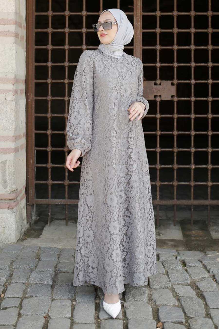 Grey Hijab Dress 3313GR