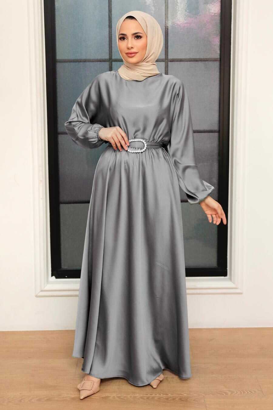 Grey Hijab Dress 5727GR