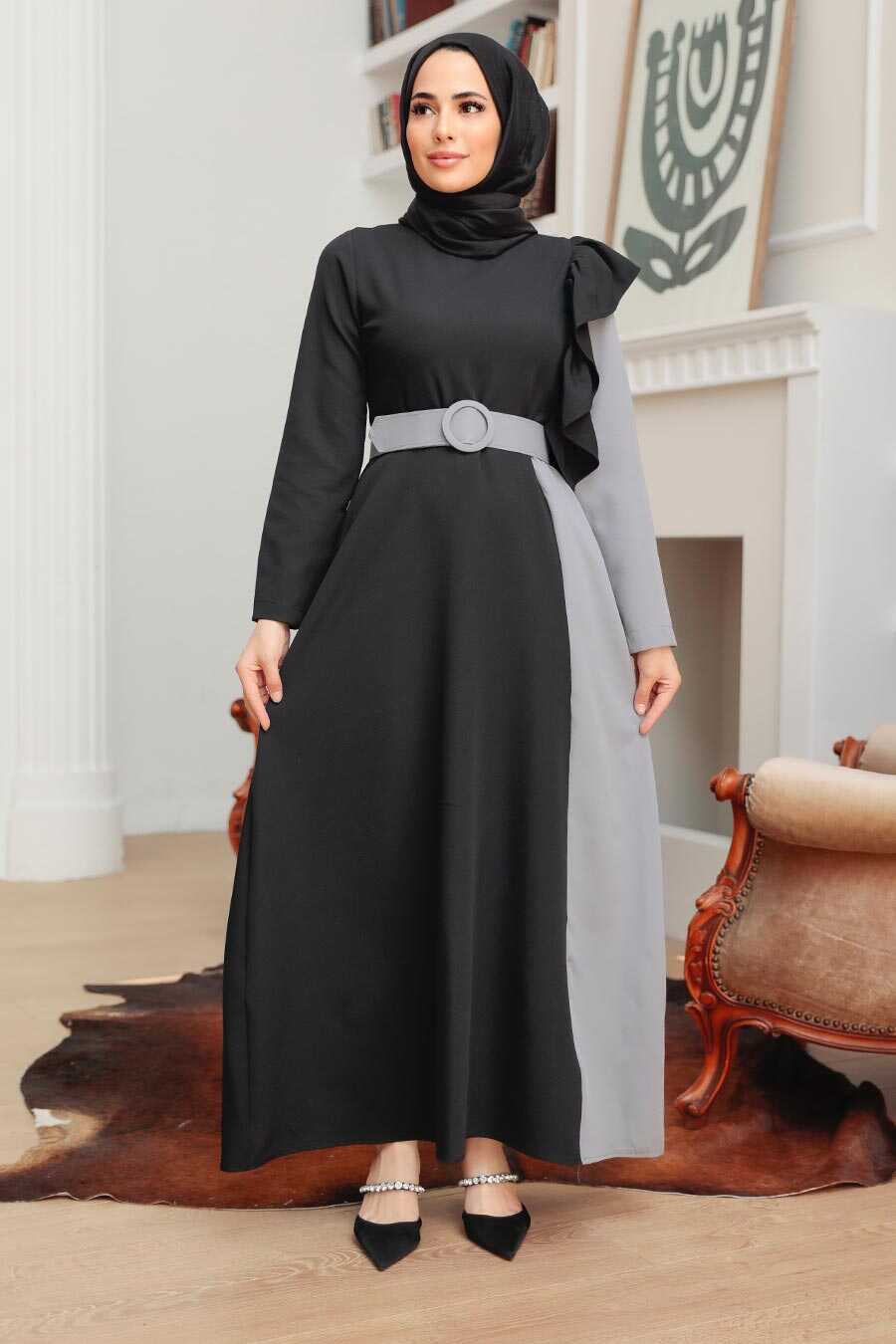 Grey Hijab Dress 7689GR
