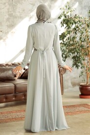Grey Hijab Evening Dress 5737GR - Thumbnail