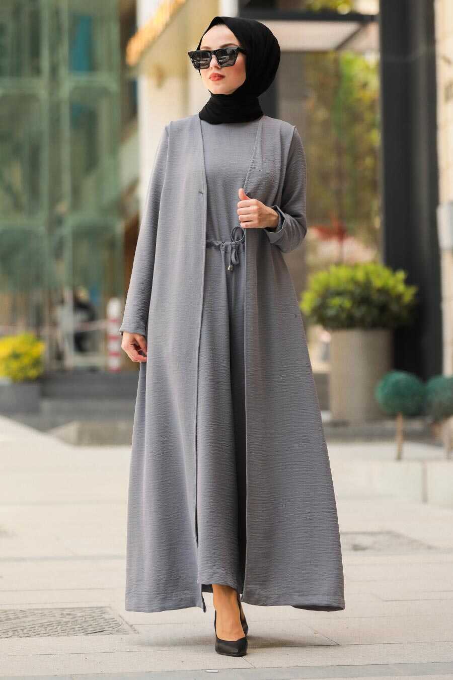 Grey Hijab Jumpsuit 1295GR - Neva-style.com