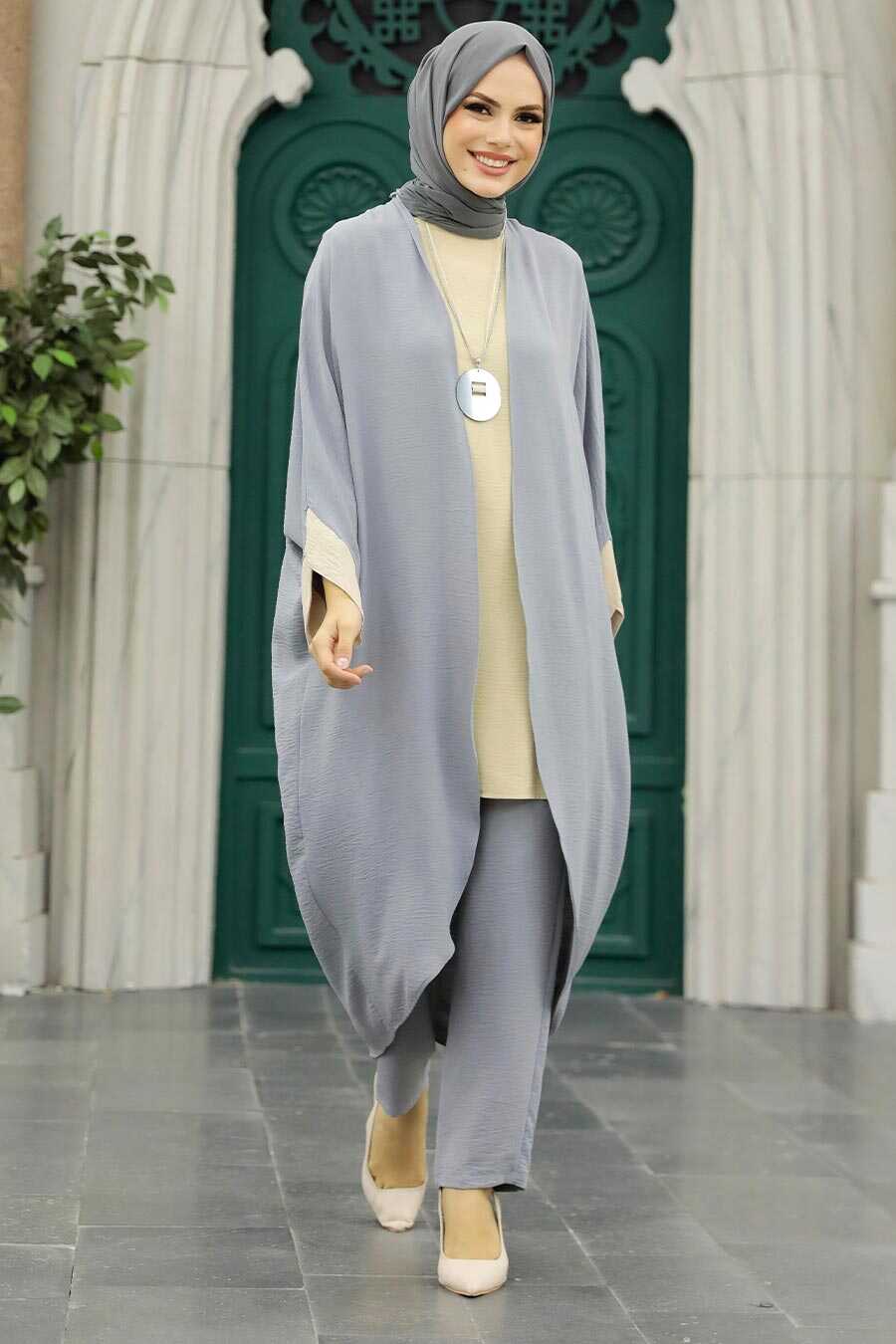 Grey Hijab Triple Suit 52261GR