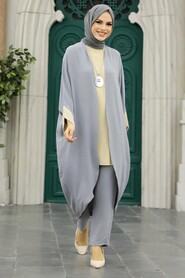 Grey Hijab Triple Suit 52261GR - Thumbnail