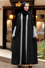 Grey Hijab Abaya 55510GR - Thumbnail