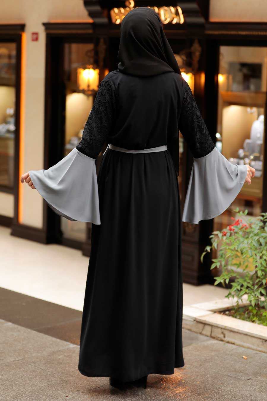 Grey Hijab Abaya 55510GR