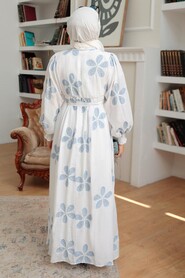 İce Blue Hijab Dress 10377BZM - Thumbnail