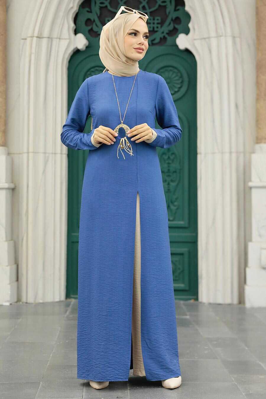İndigo Blue Hijab Double Suit 52221IM