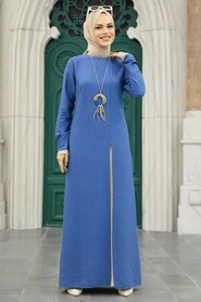 İndigo Blue Hijab Double Suit 52221IM - Thumbnail