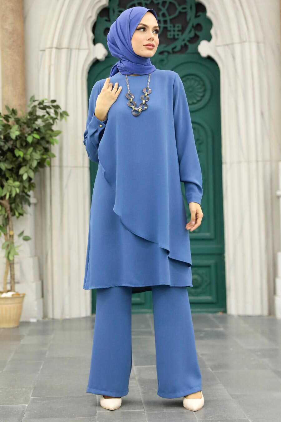 İndigo Blue Hijab Double Suit 52301IM