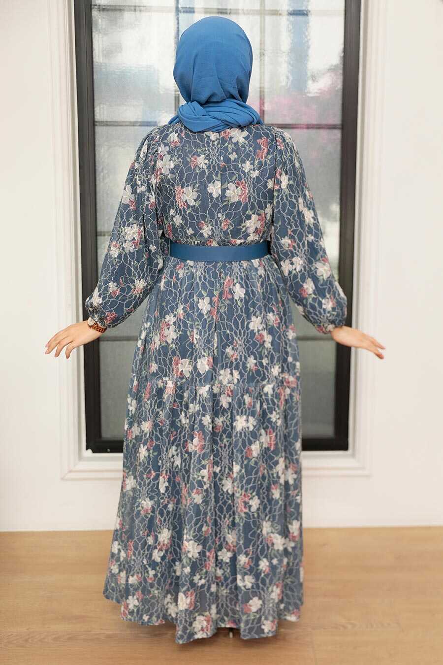 İndigo Blue Hijab Dress 11262IM