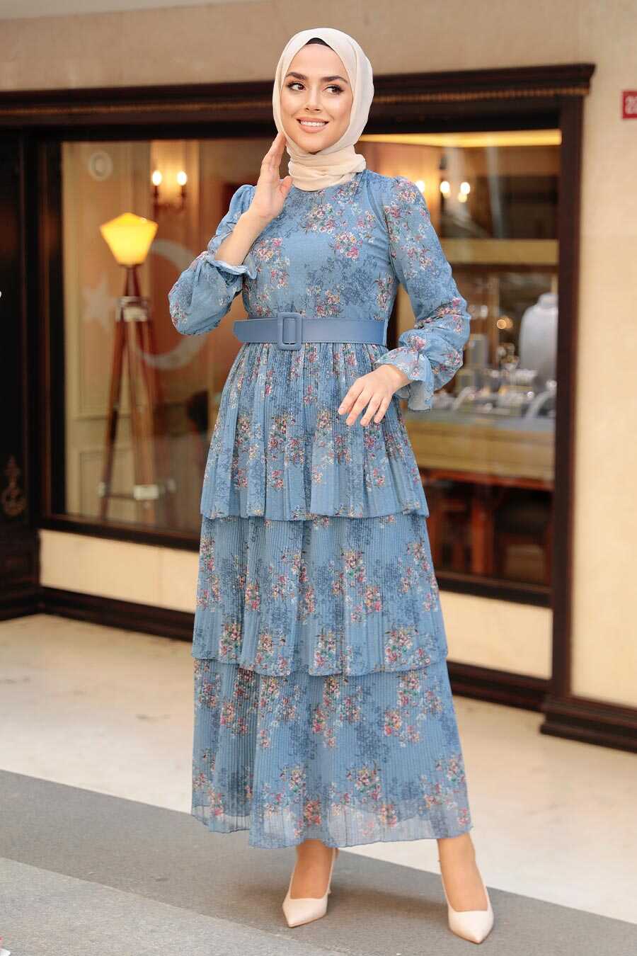 İndigo Blue Hijab Dress 11470IM