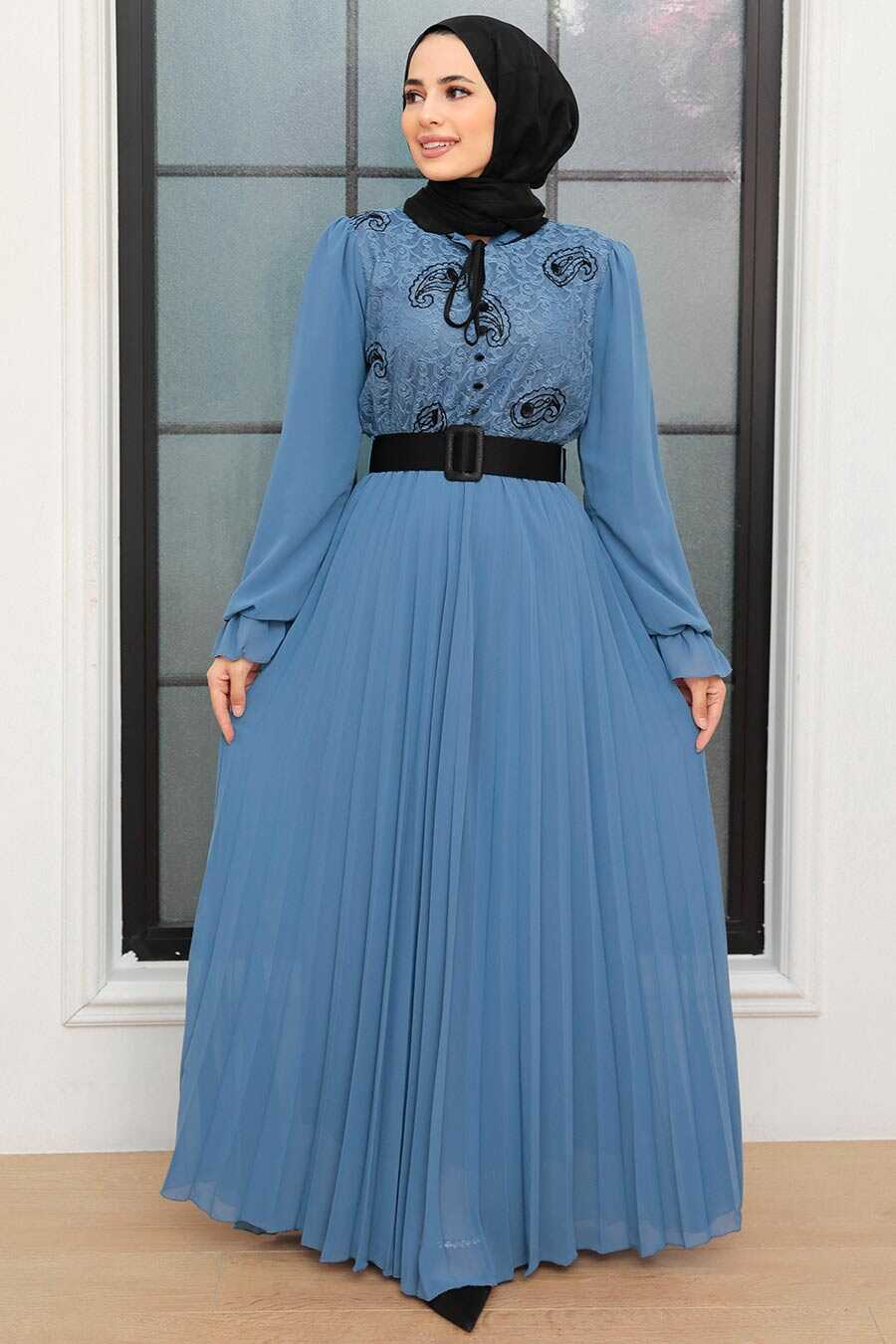 İndigo Blue Hijab Dress 1218IM - Neva-style.com