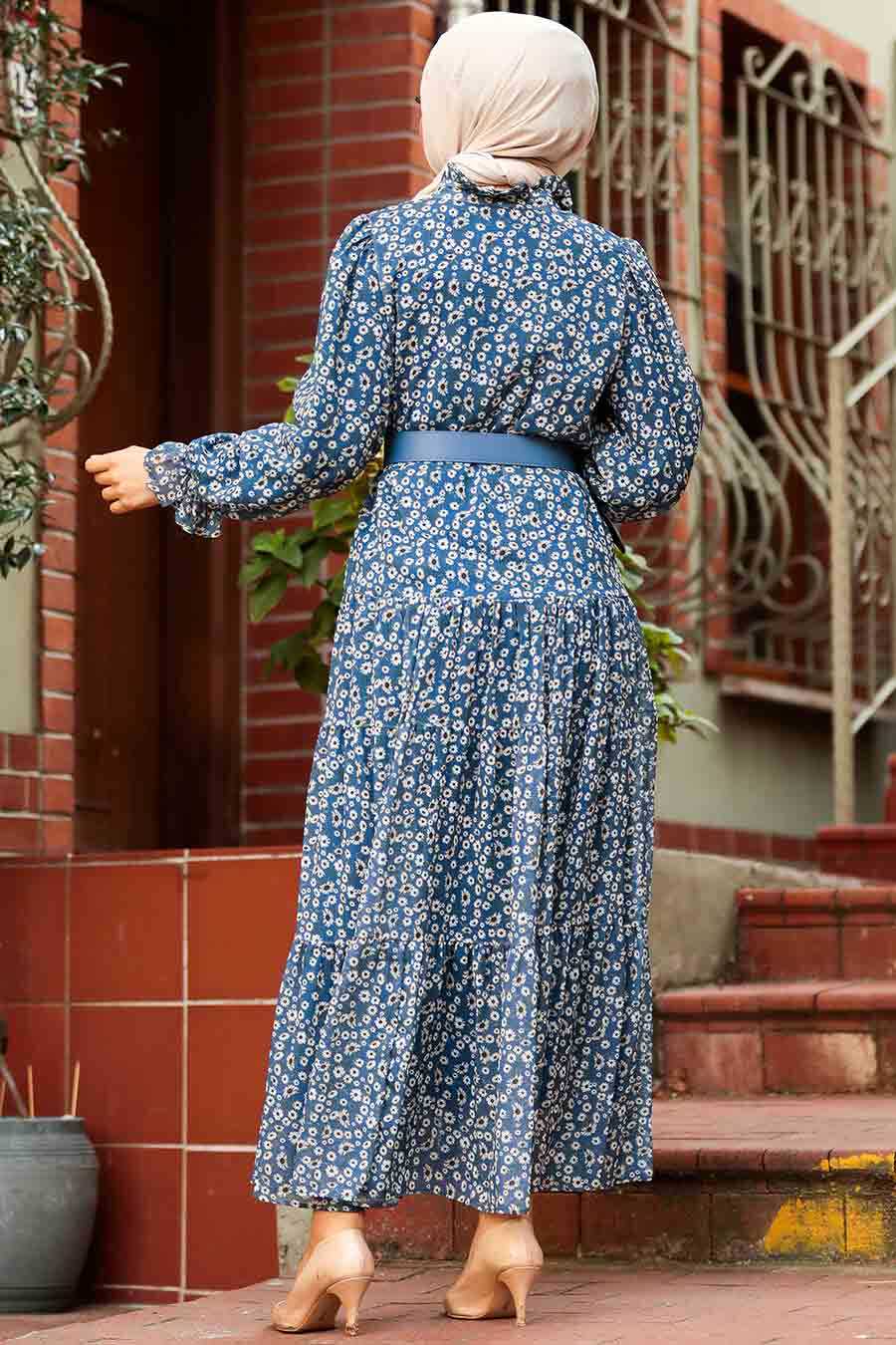 İndigo Blue Hijab Dress 2298IM - Neva-style.com