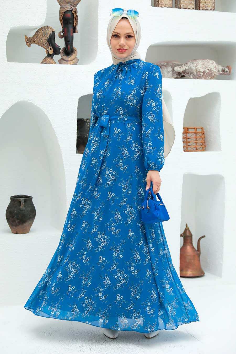 İndigo Blue Hijab Dress 279047IM - Neva-style.com
