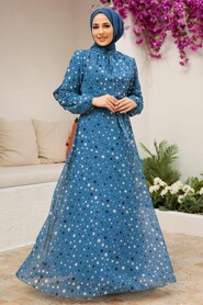 İndigo Blue Hijab Dress 279065IM - Thumbnail