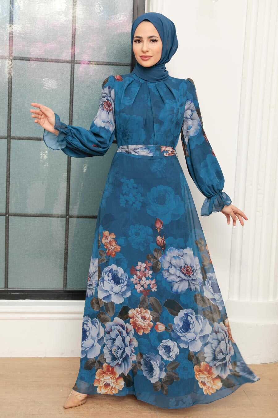 İndigo Blue Hijab Dress 35461IM