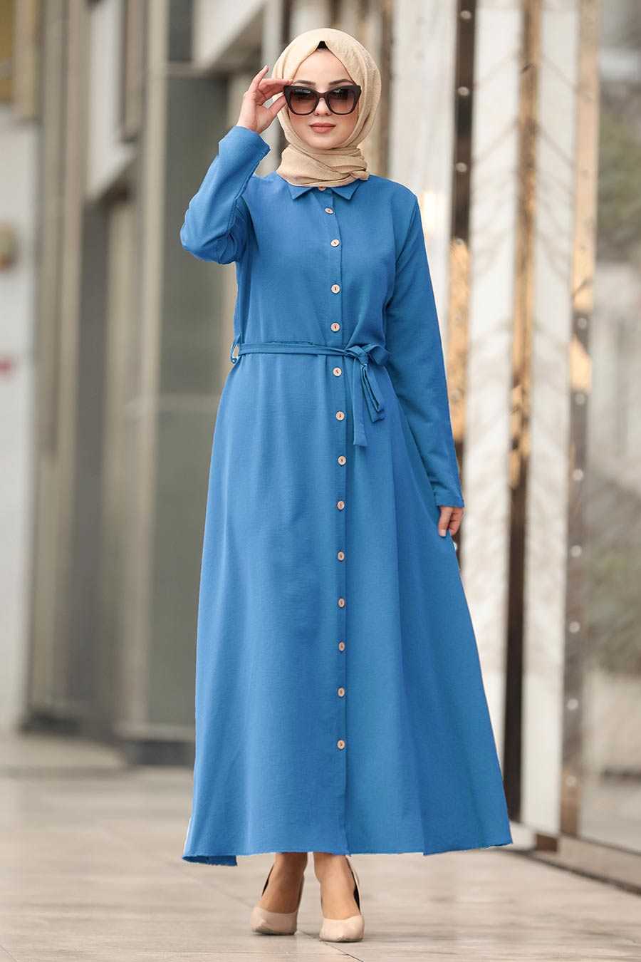 İndigo Blue Hijab Dress 475IM - Neva-style.com