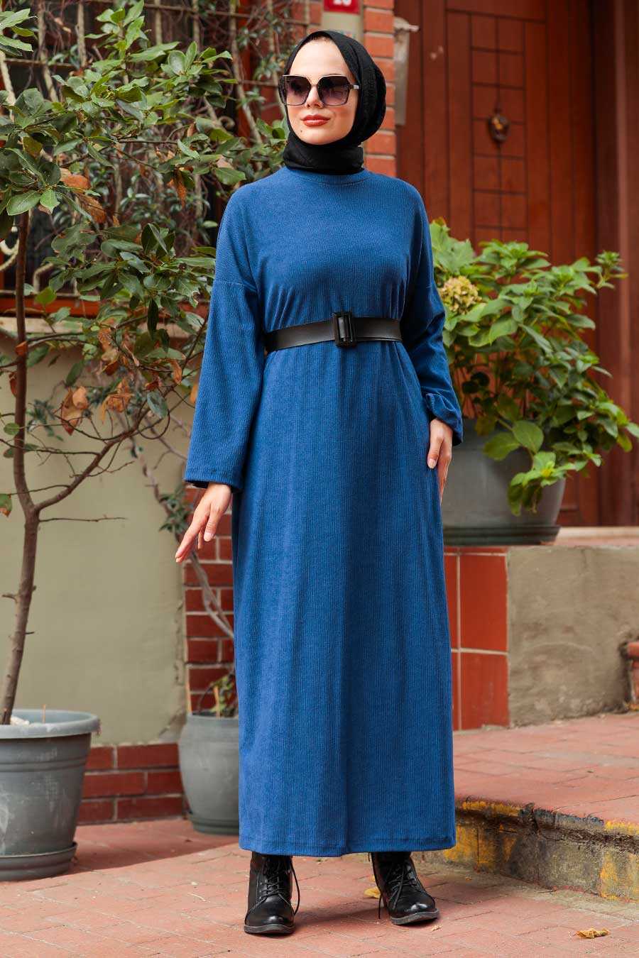 İndigo Blue Hijab Dress 5190IM - Neva-style.com