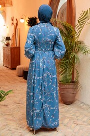 İndigo Blue Hijab Dress 56832IM - Thumbnail