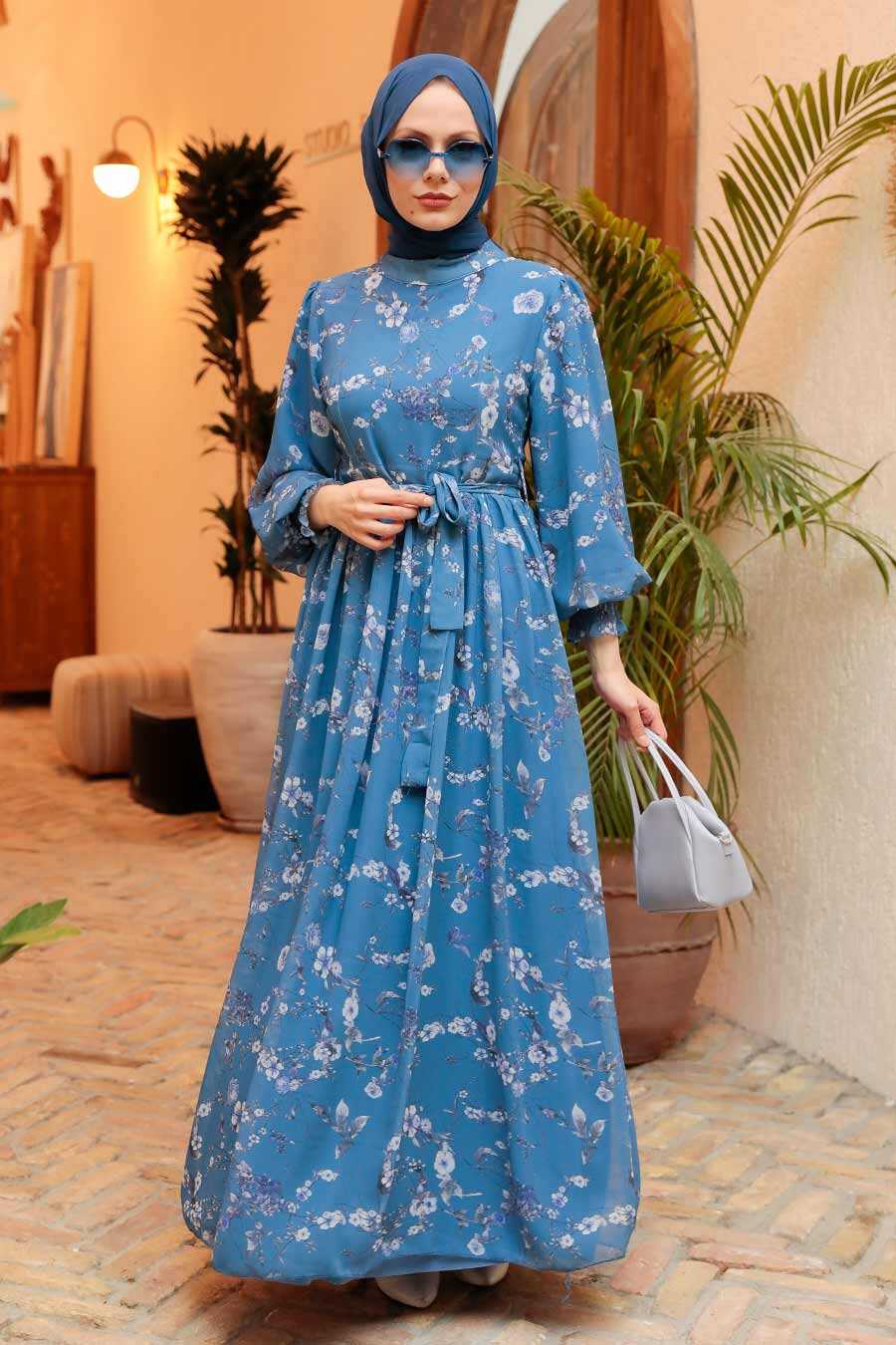 İndigo Blue Hijab Dress 56832IM