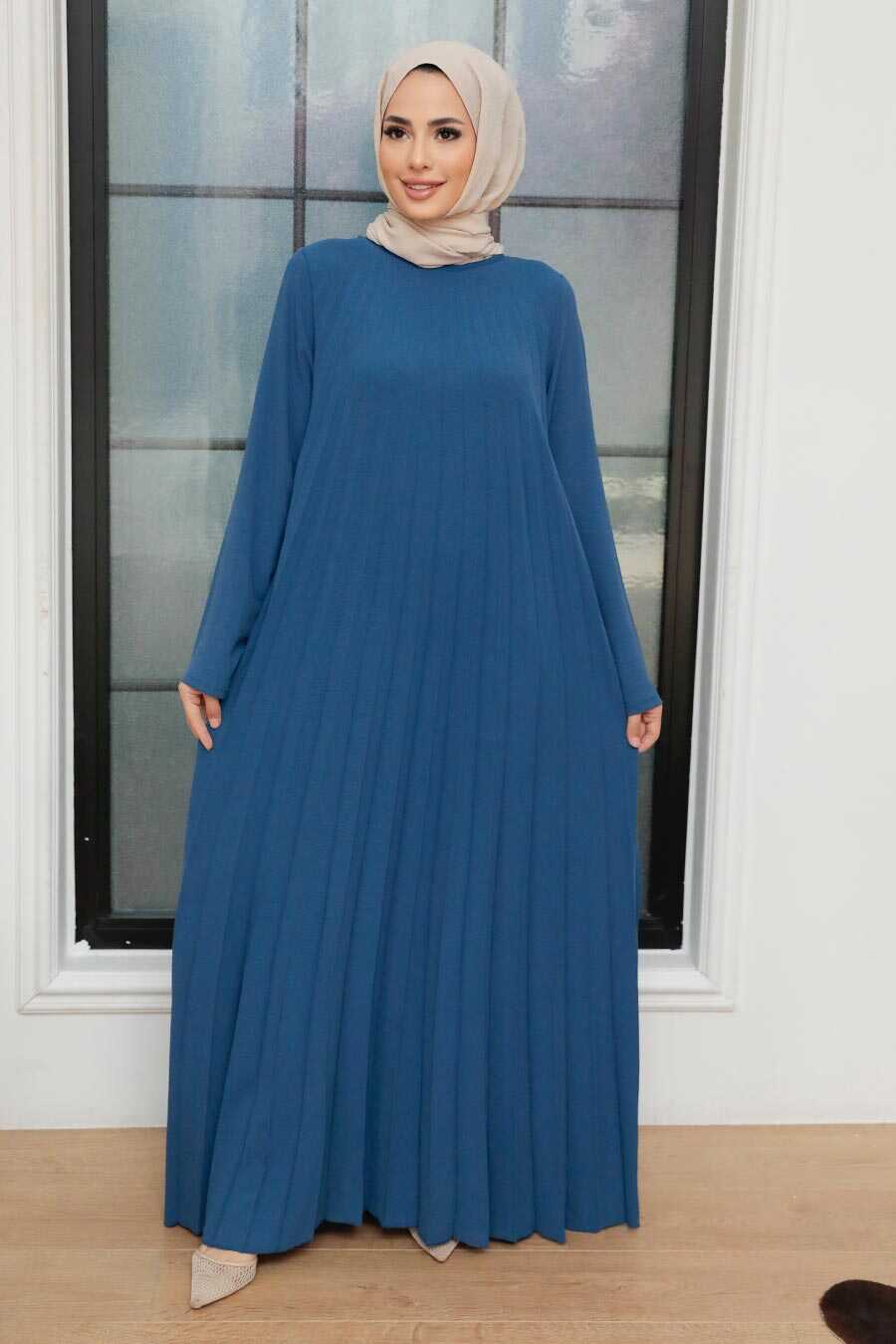 İndigo Blue Hijab Dress 76840IM
