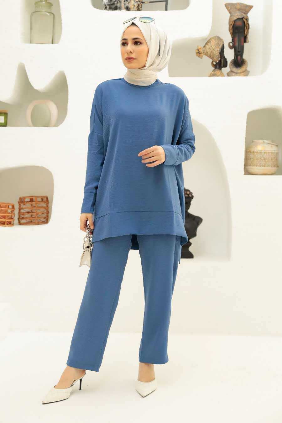 İndigo Blue Hijab Dual Suit Dress 13010IM - Neva-style.com
