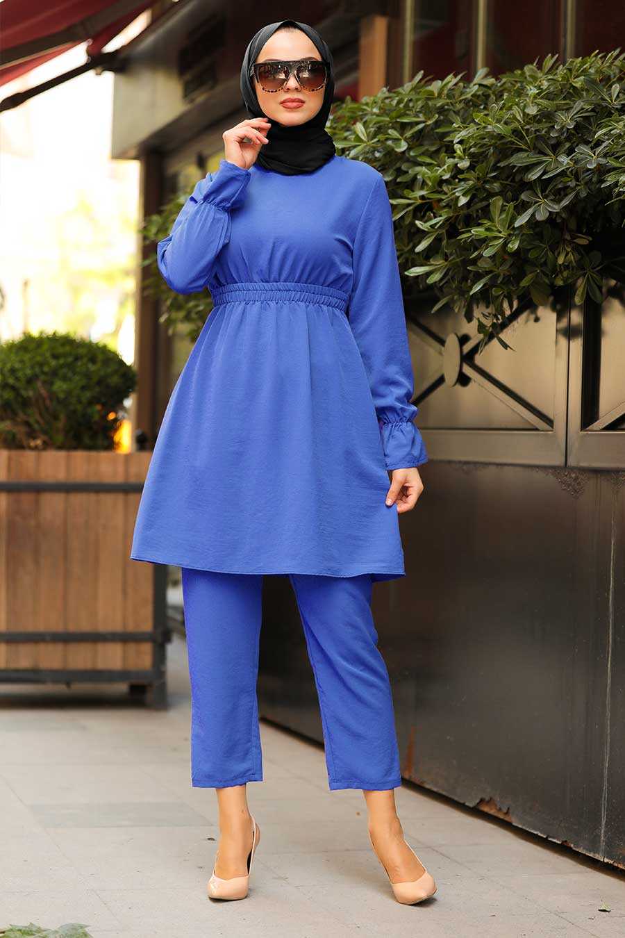 İndigo Blue Hijab Dual Suit Dress 482IM - Neva-style.com