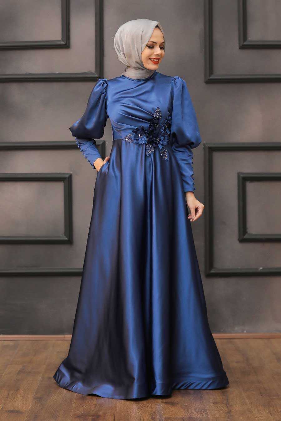 İndigo Blue Hijab Evening Dress 2205IM - Neva-style.com