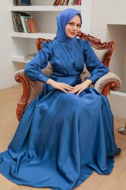 İndigo Blue Hijab Evening Dress 3367IM - Neva-style.com