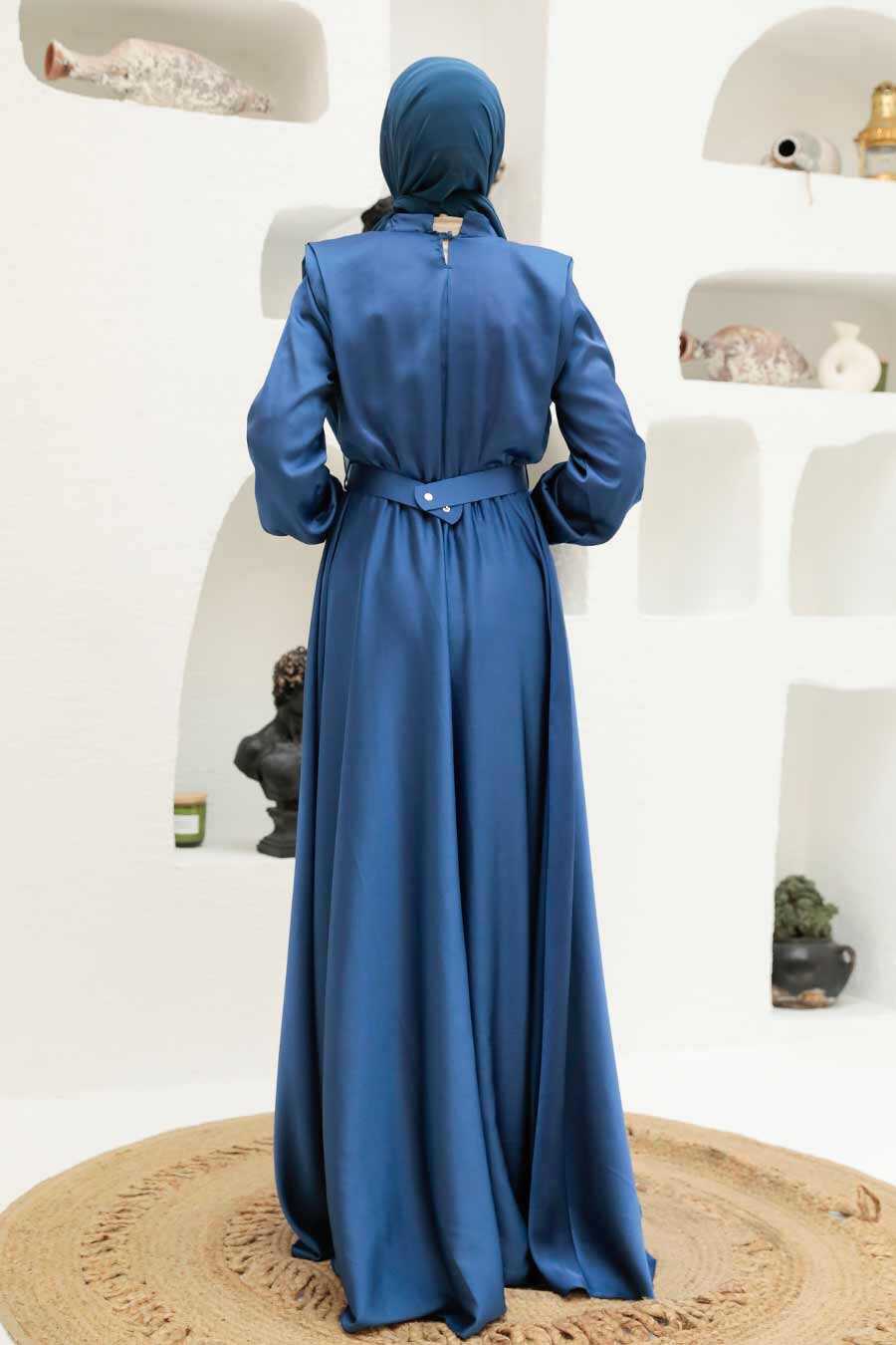 İndigo Blue Hijab Evening Dress 3378IM - Neva-style.com
