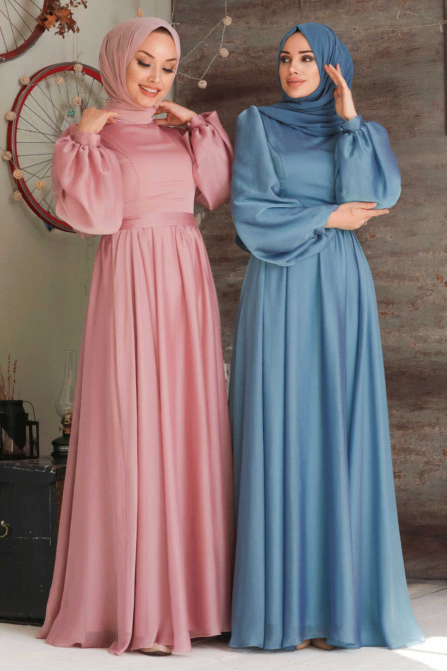 Neva Style - Elegant İndigo Blue Islamic Clothing Evening Gown 5215IM