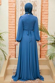 İndigo Blue Hijab Evening Dress 5470IM - Thumbnail