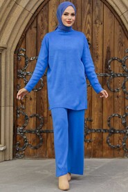 İndigo Blue Hijab Knitwear Dual Suit 40782IM - Thumbnail